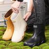 Men's Adult PVC Waterproof Boots Lightweight Trend Fashion Simple Atmosphere Warm Anti-Skid Rain Snow Shoes Toe Gardening Winter