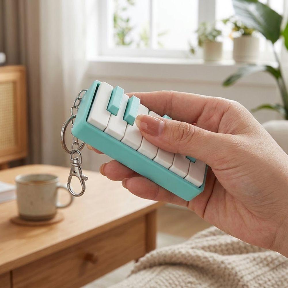 3D Printed Piano Stress Clicker Keychain Mechanical Touch Novelty Piano Keyboard Clicker 12-key Press Click Sound Effect
