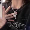 Damen Retro Alufolie Kreuz Anhänger Halskette - Hip Hop Cool Pulloverkette mit Nischendesign.