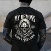 My Demons Know I Fight Back Skull PTSD Awareness T-Shirt