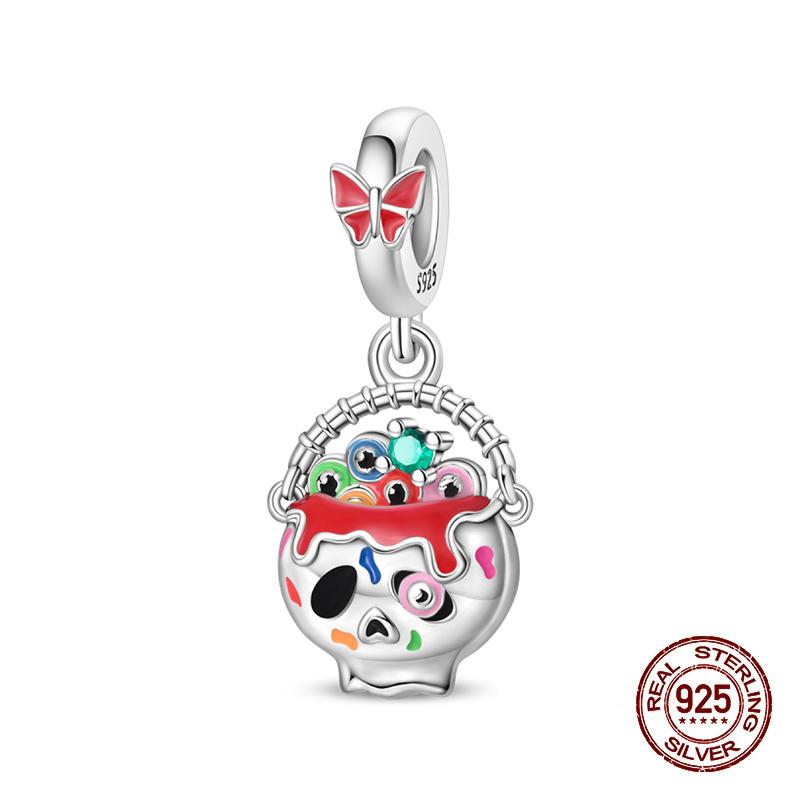 Halloween Charms Bead 925 Silver Luminous Pumpkin Ghost Dangle Fit Bangle Bracelet Necklace DIY Jewelry