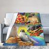 Pizza Cat Space Galaxy Rainbow Blankets Funny Flannel Novelty Warm Throw Blanket for Bedroom All Season Couch