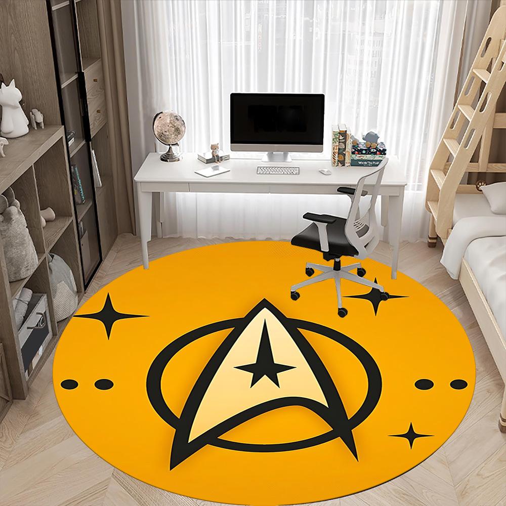 1 Stück Star Trek Büro Runder Teppich, Indoor-Matte Geeignet Für Büro, Unter Bürostühlen Schlafzimmer Wohnzimmer Heimdekoration, Raumdeko