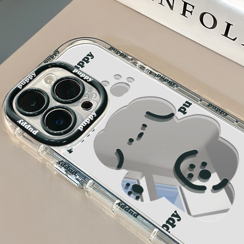 Espelho de Cachorro Desenho Animado Fofo e Divertido para Huawei Capa Creme para Oppo para Apple 15 Novo para IPhone