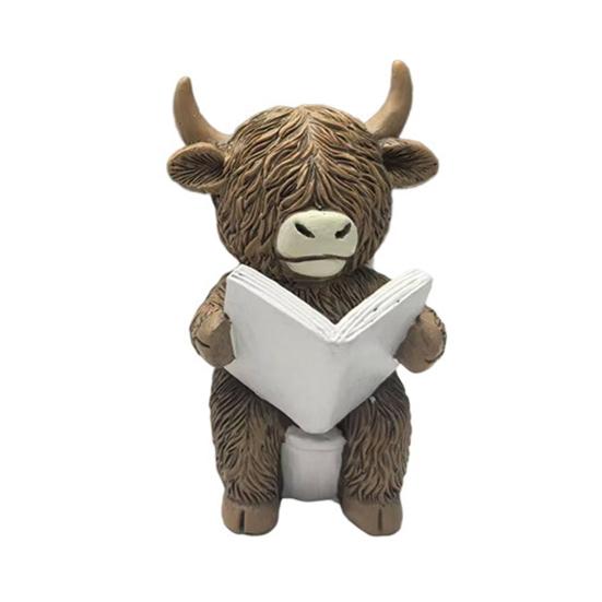 Highland Cow Statue Mini Figurine Realistic Looking Funny Highland Cattle
