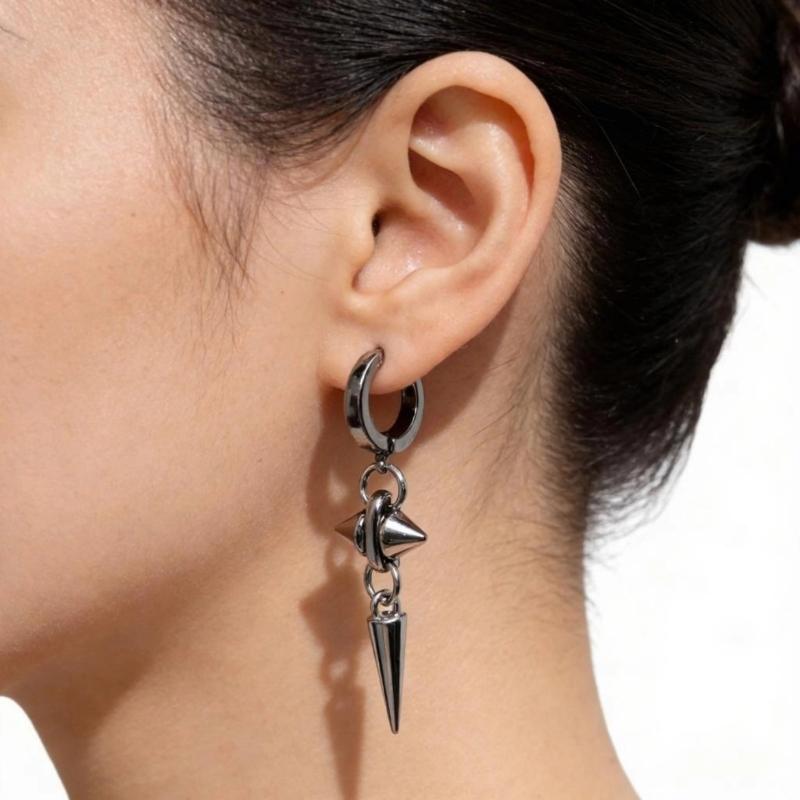 Stainless Steel Rivet Conical Studs Earrings Hip Hop Punk Style Ear Accessories for Daily Wear Parties
