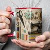 Personalized Sewing Mug Stitched Coffee Cup with Sewing Machine Design Mug for Women Sewers Quilters Crafters Creative Gift for Mom Grandma Holiday