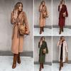 Cappotto invernale da donna con cintura, stile formale da lavoro, collo rovesciato, lunghezza al polpaccio, soprabito OL, giacca da pendolarismo, tinta unita, spesso, capispalla