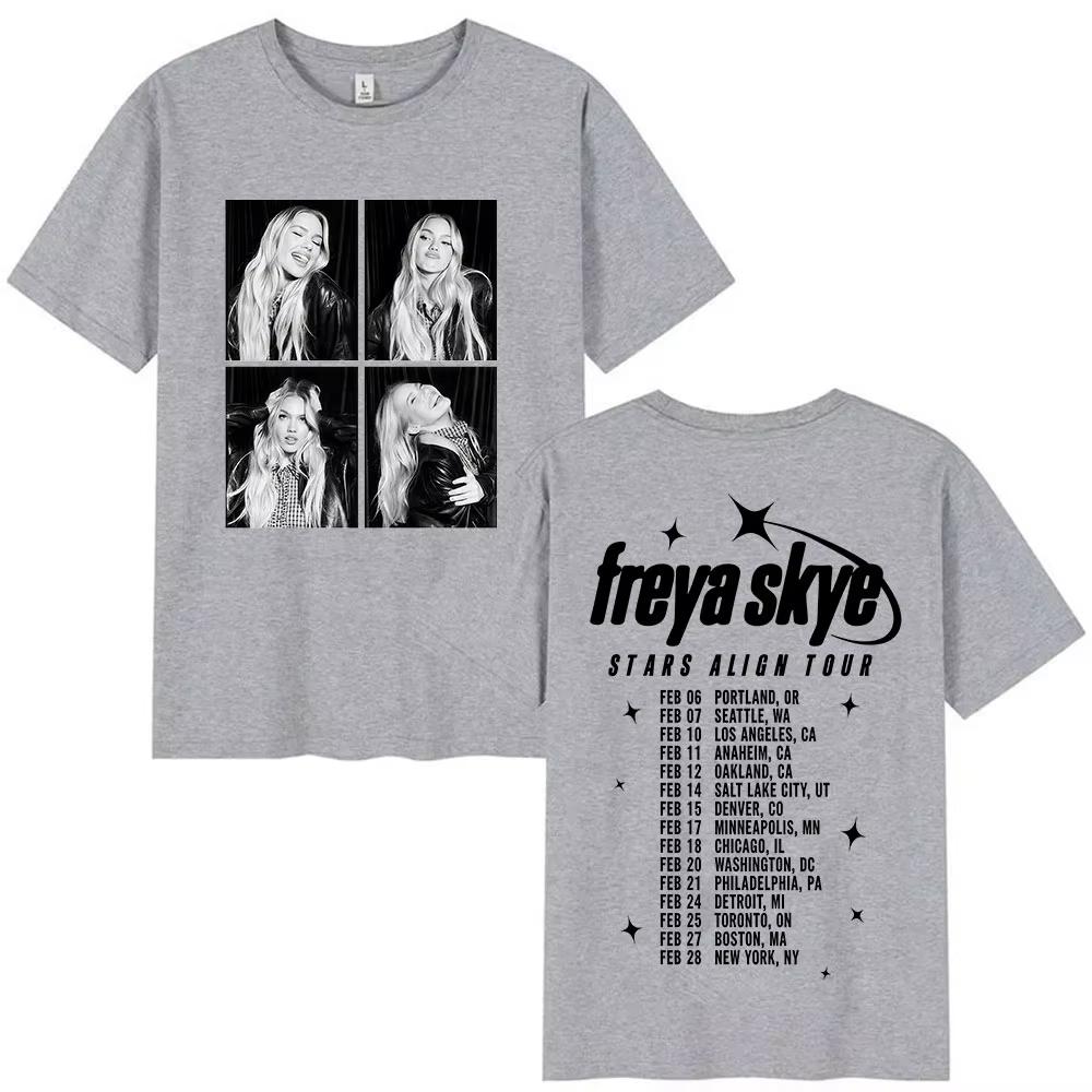 Freya Skye cotton men's shirt Summer oversized Stars Align Tour Album graphics Women's Y2k Hip Hop streetwear Tshirt