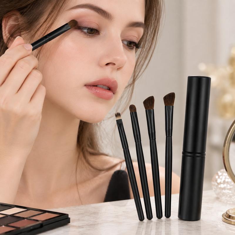 5 PCS Handle Eyes Makeup Brush Set with Aluminum Tube