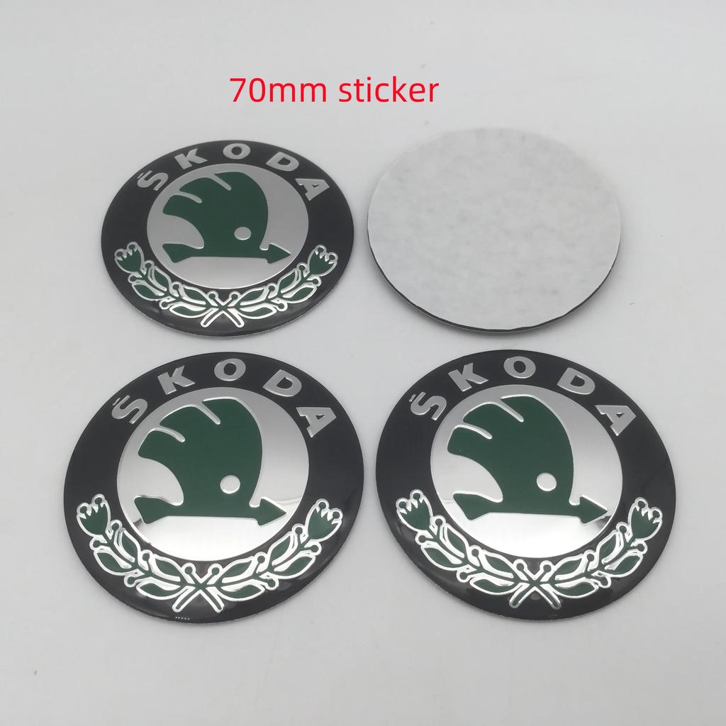 KJGK5 4pcs 3D 56mm 60mm 65mm 70mm 75mm For Skoda Car Emblem Wheel Hub Center Cap Badge Covers Sticker Decals Styling Accessories