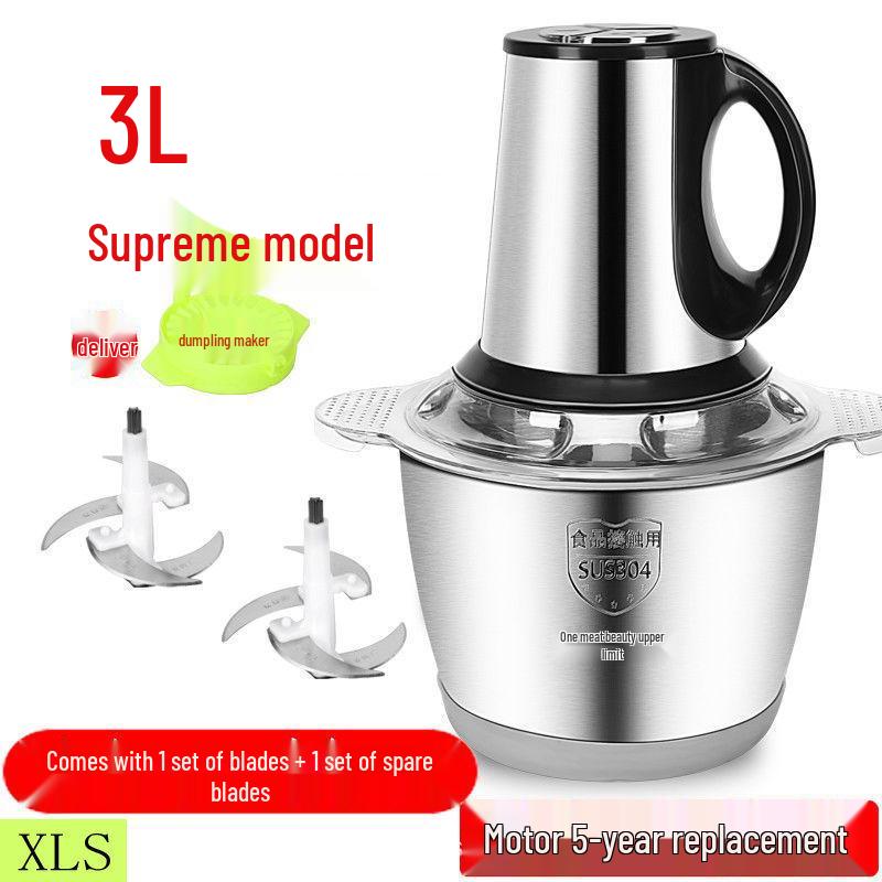 5L Electric Meat Grinder & Food Processor: Multifunctional Stainless Steel, Ideal for Garlic, Chili, and Household Use
