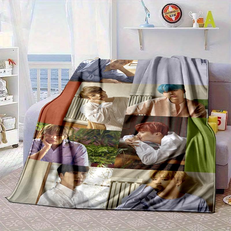 K-pop Music Group Blanket Flannel Blanket for Bed, Sofa, Camping, Hiking, Picnic Essentials, Gift for Family Fan Gifts