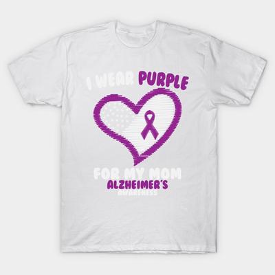 T-Shirt Damen Alzheimer-Bewusstsein Ich trage Lila für meine Mutter Harajuku Print Kawaii T-Shirt Sommer Kurzarm Damen T-Shirt Oberteil