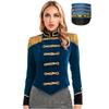 Womens Ringmaster Fringe Shoulder Jacket Long Sleeve Stand Collar Coat with Hat Circus Carnival Costume