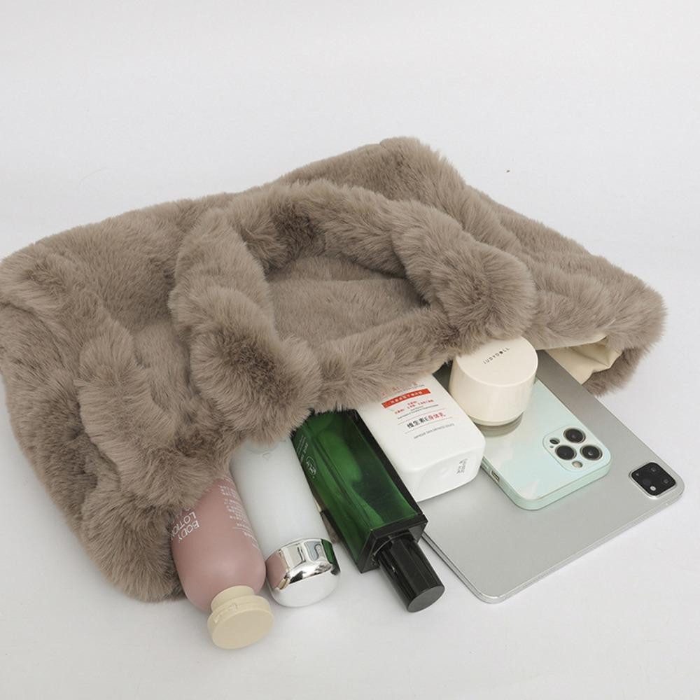 Neue Plüsch-Damenhandtasche, Schultertasche mit großem Fassungsvermögen, geeignet für Einkäufe und Shopping, Winter-Damen-Achseltasche