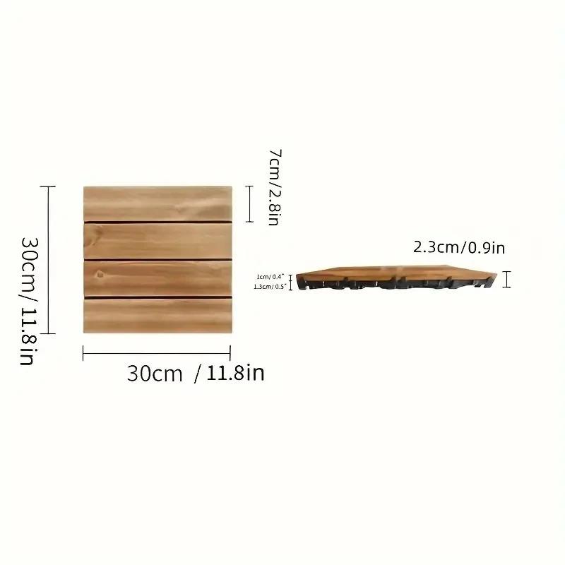 1-10pcs Anti Corrosion Wood Flooring Outdoor Carbonized Wood Flooring Balcony Courtyard Flooring Splicing Waterproof Solid
