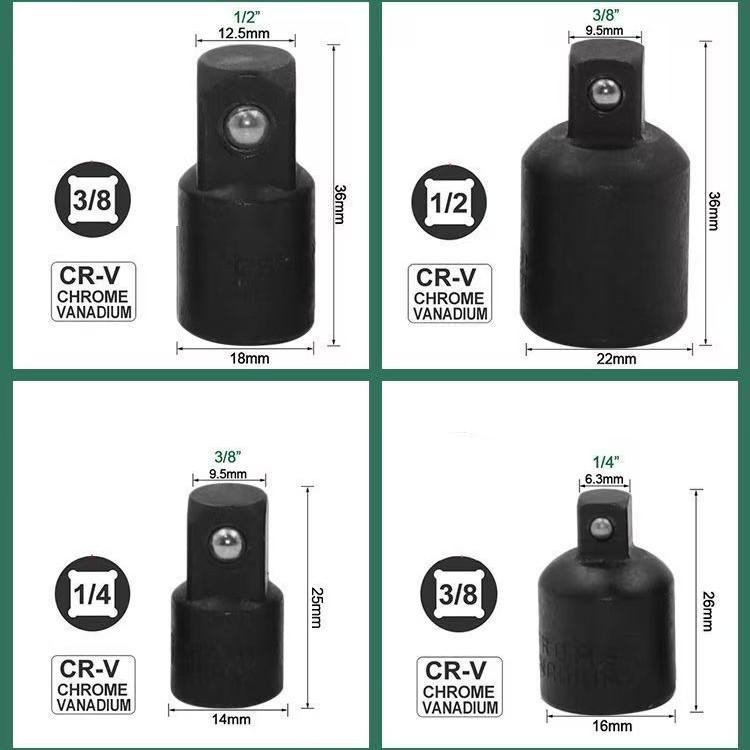 4Pcs Drive Size Reducing Socket Adapters, 1/4" 3/8" 1/2" Ratchet Wrench Converter Connecting Bar Kit