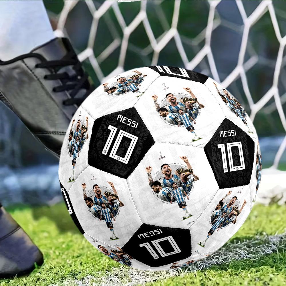 Messi Theme Size 5 Soccer Ball Machine-Stitched Indoor/Outdoor Training and Matches Soccer Accessory Birthday/Christmas Wedding Party Gift