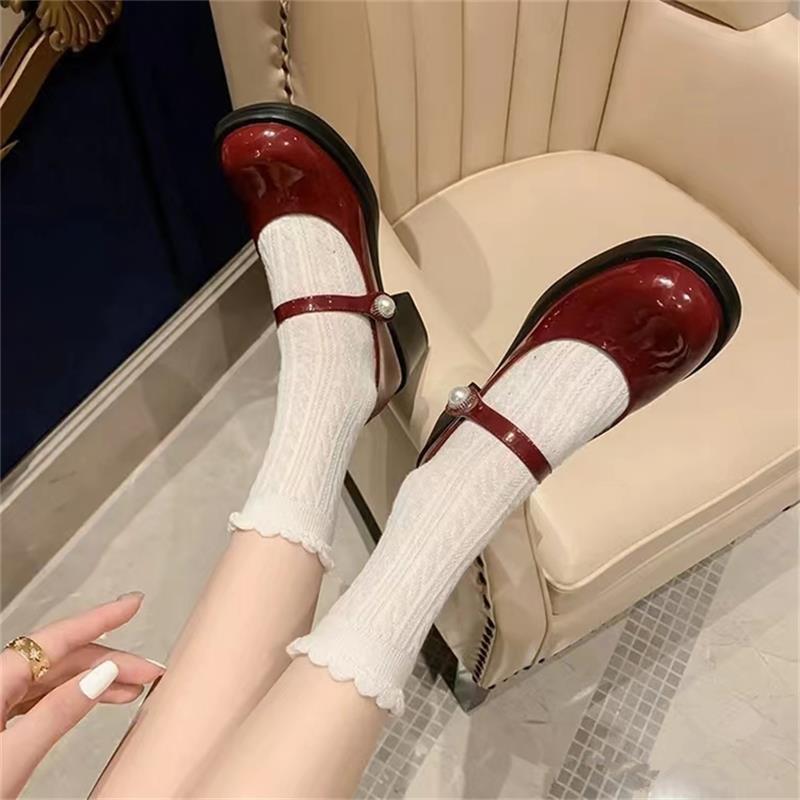 Pantofi Mary Jane retro francezi toamnă noi pantofi casual pantofi simpli pantofi cu platformă pantofi cu toc înalt cap rotund toc gros pantofi mici din piele