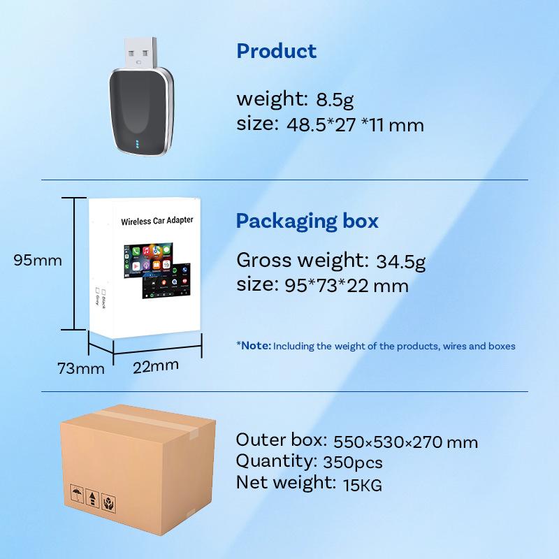 AI Mini Box 2-in-1 Wireless CarPlay & Android Auto Adapter, Plug & Play, Auto Connection, Compatible with Most Car Radios