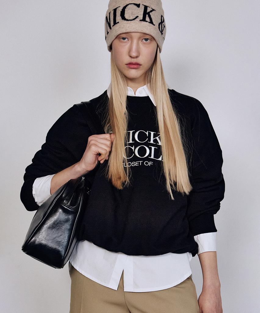 Nigaennikol Cashmere Lettering Jaquard Beanie_Beige