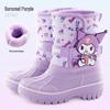 Kuromi Girls' Waterproof Snow Boots - Non-slip, Thickened, Warm, Cartoon Design, Outdoor Children's Ski Boots.