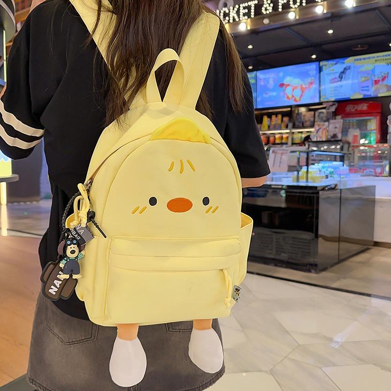 Japanese Cartoon Duck Backpack With Durable Nylon And Large Capacity For Daily Use