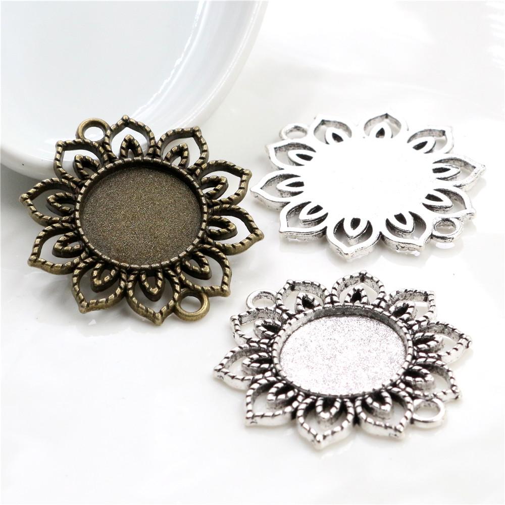 10pcs 18mm Inner Size Alloy Pendant Cabochons Blank Base Setting Bezel Tray DIY Jewelry Making Accessories Findings for Necklace