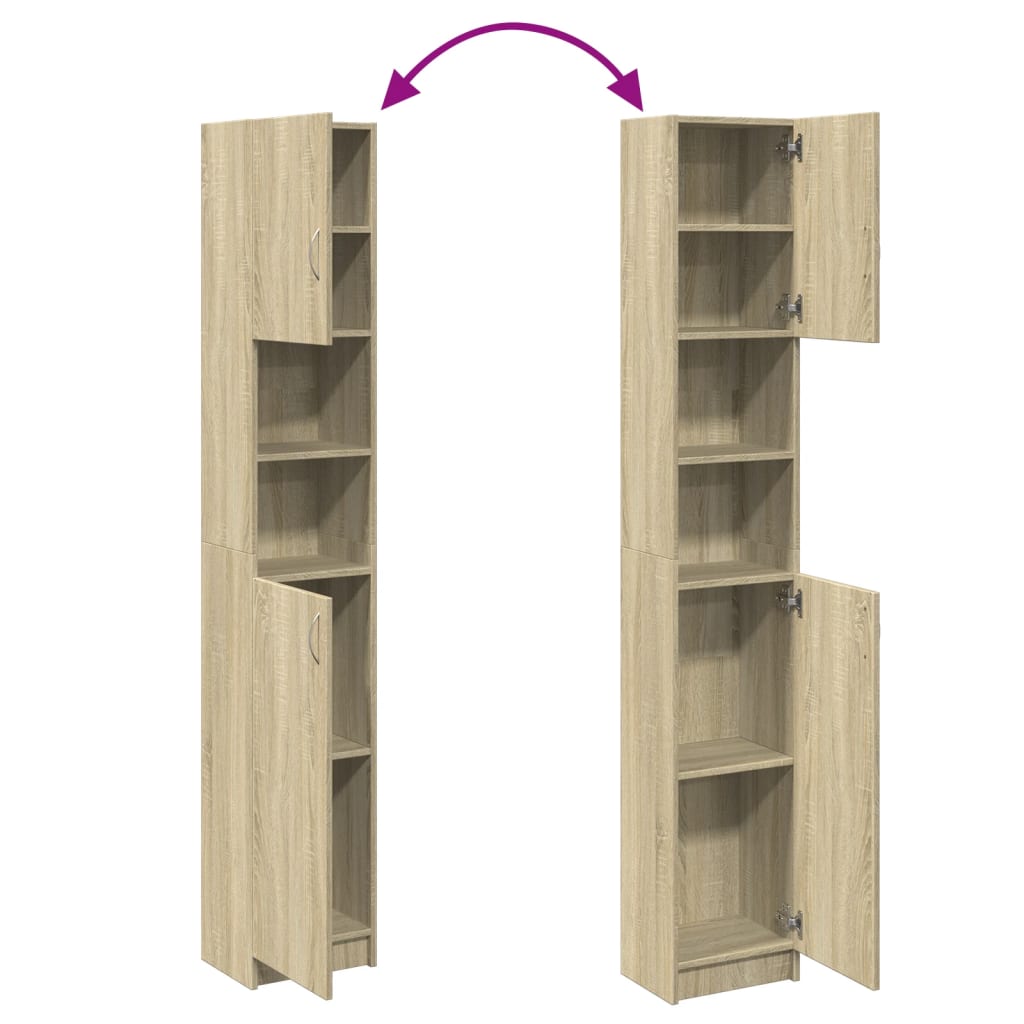 Bathroom Cabinet Sonoma Oak Finish 32 x 25.5 x 190 cm Particleboard