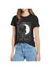 100% Cotton Tarot Card Crescent Moon And Cat Graphic Cat Lovers Summer Women Casual Novelty T-Shirt Loose Top Tee EU Size Casual