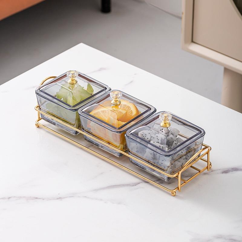 Glass Fruit Tray Living Room Coffee Table Home Use Latest Style Refreshment Snacks Dried Fruit Snacks Snacks Durable