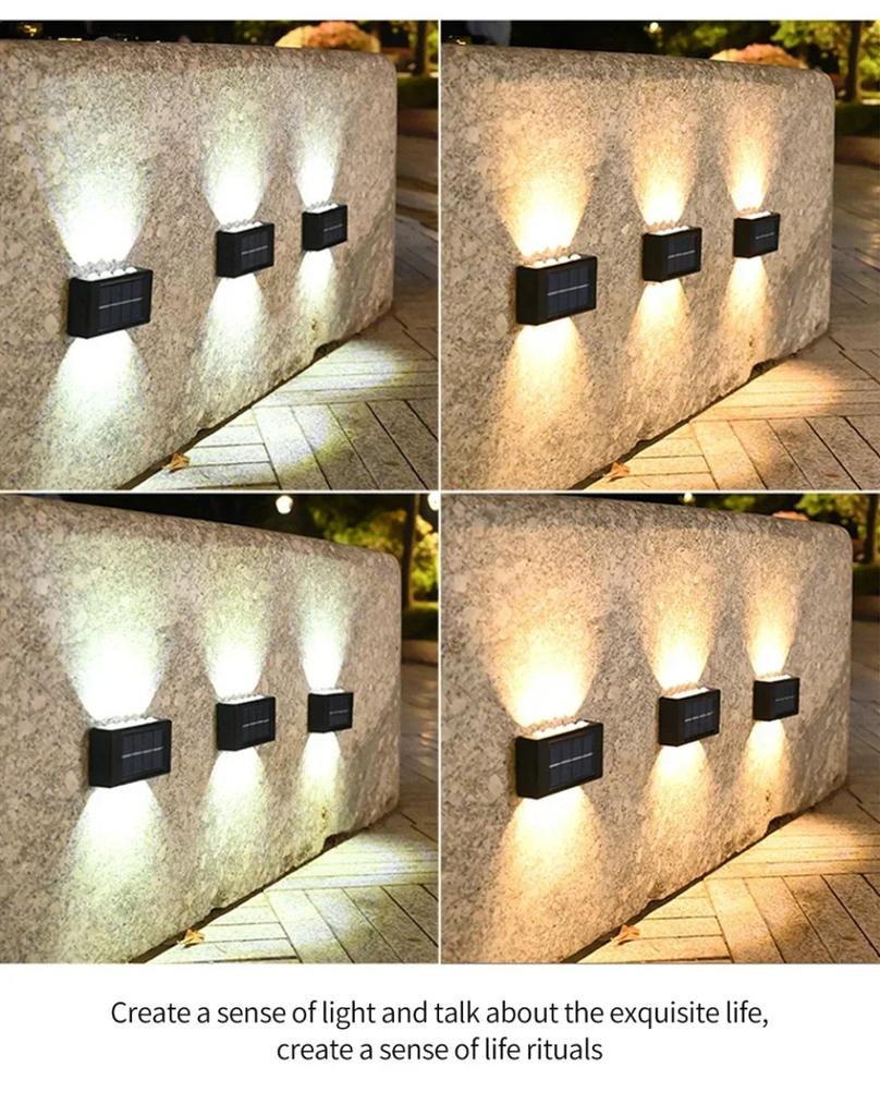 Outdoor 6/8/10 LED Solar Garden Light Solar Wall Lamp Up And Down Luminous Waterproof Solar Powered Wall Washer Light Yard Street Decor