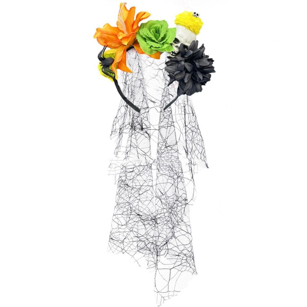 Halloween Costume Halloween Veil Headband Gothic Floral Hair Hoop Halloween Party Cosplay