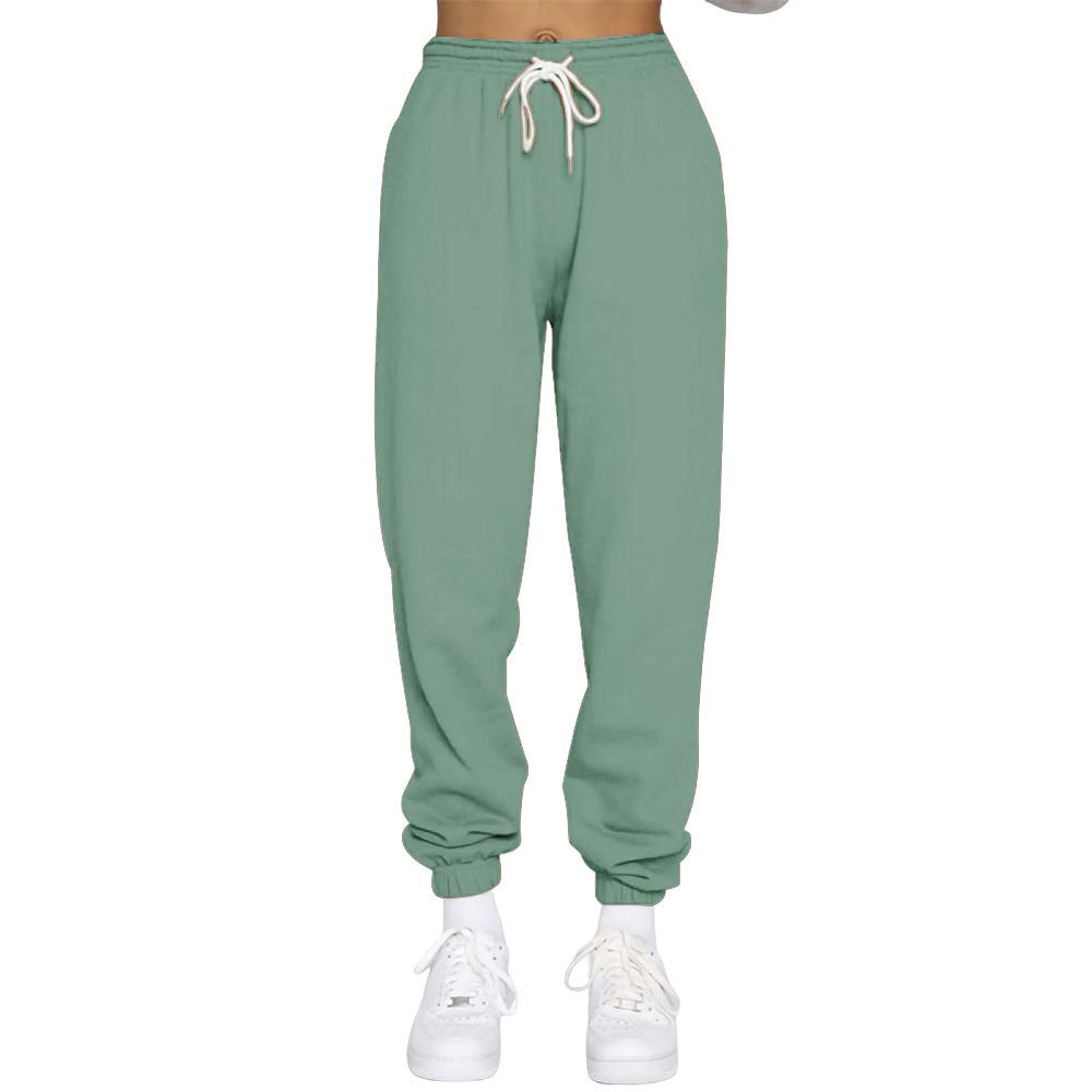 Dames pluche broek casual winter vrouwelijk trekkoord effen kleur vrijetijdssport elastische broek harenbroek