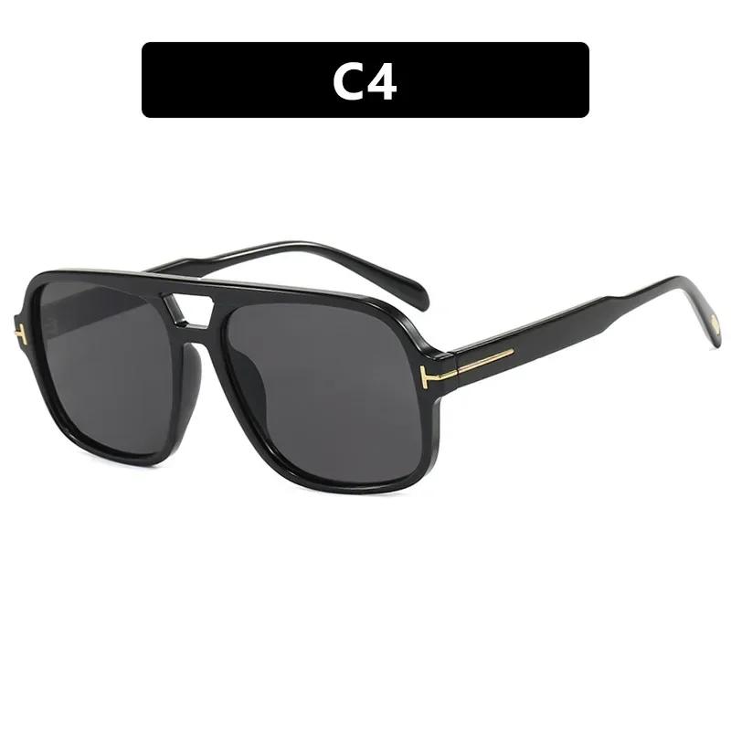 Vintage Classic Designer Double Bridge Square Sunglasses for Women Men Luxury Punk Big Frame UV400 Shades