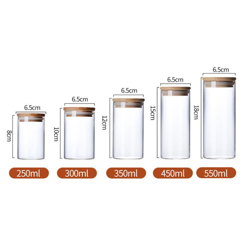 Nice Glass Jar With Bamboo Lid Sealed Canister Food Storage Bottles Container Storage For Loose Tea Coffee Bean Kitchen Accessories