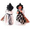 Creative Broomstick Witch Statues Retro Cloth Halloween Witch Ornament Funny Realistic Witch Figurines