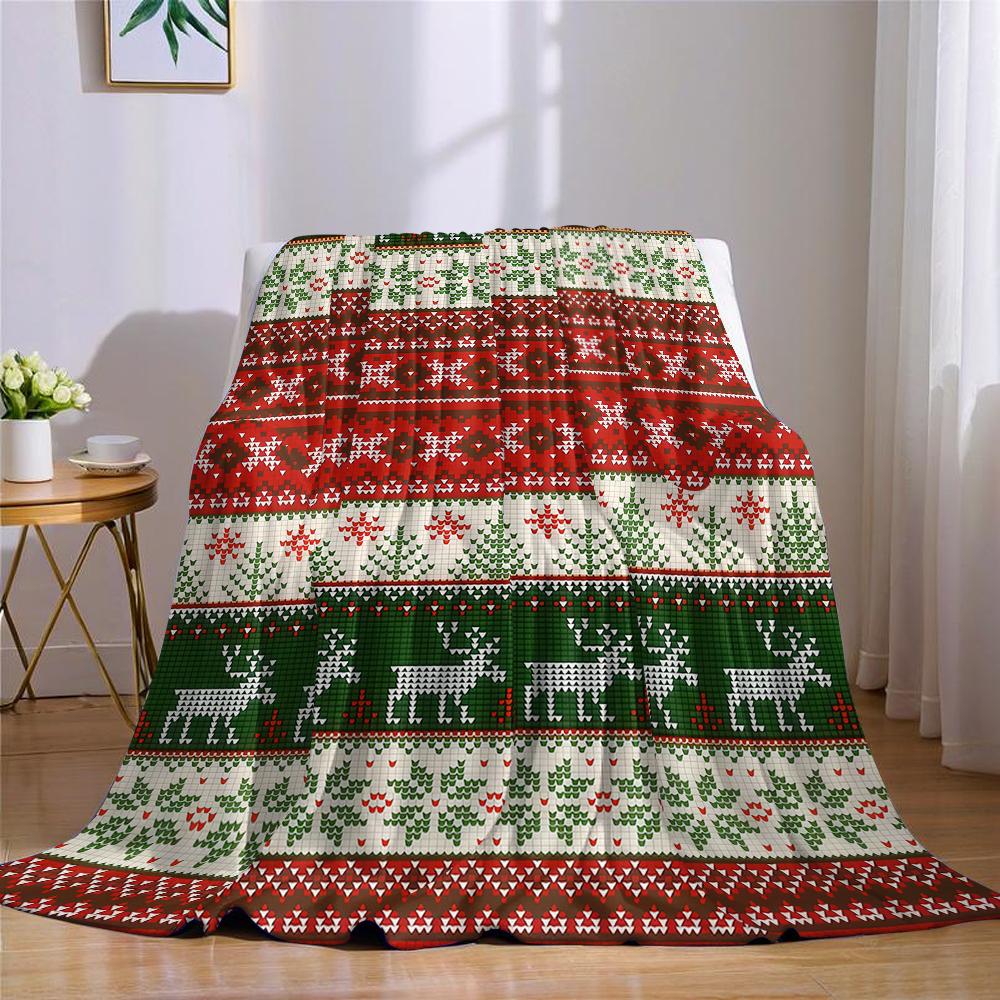 Christmas Elk Party Flannel Blanket Warm Soft Halloween Christmas Couch Warm Cozy Decorative Decor Gift for All Season