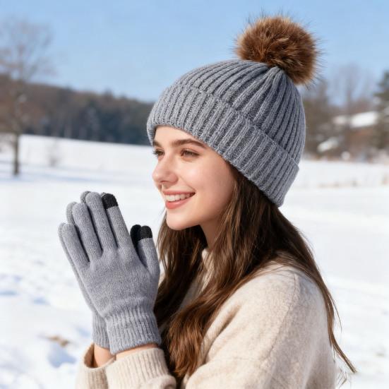 3Pcs/Set Winter Hat Scarf Gloves Set Solid Color Twist Texture Velvet Lining Winter Hat Neck Warmer Gloves Set Cold Weather Gear