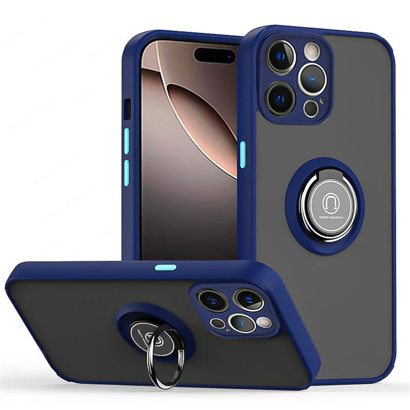 Matte magnetische Ring-Handyhüllen für iPhone 16 13 12 11 Pro Max Mini 16E Stoßfeste Hülle für iPhone 15 14 Pro Max 16 Plus Hülle