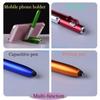 1PC 4-i-1 hopfällbar kulspetspenna Stylus ficklampa + stöd för surfplatta mobiltelefon