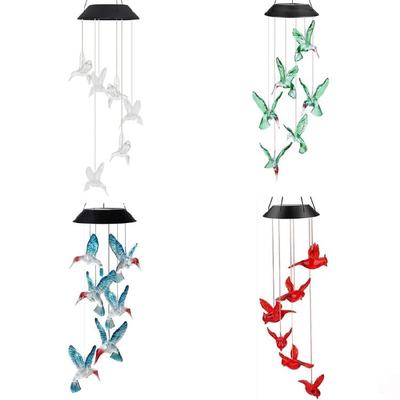 פעמוני רוח סולאריים של יונקי דבש עם תצוגת אור LED צבעונית לבית, למסיבה, לחצר, לגינה, קישוט לחג המולד