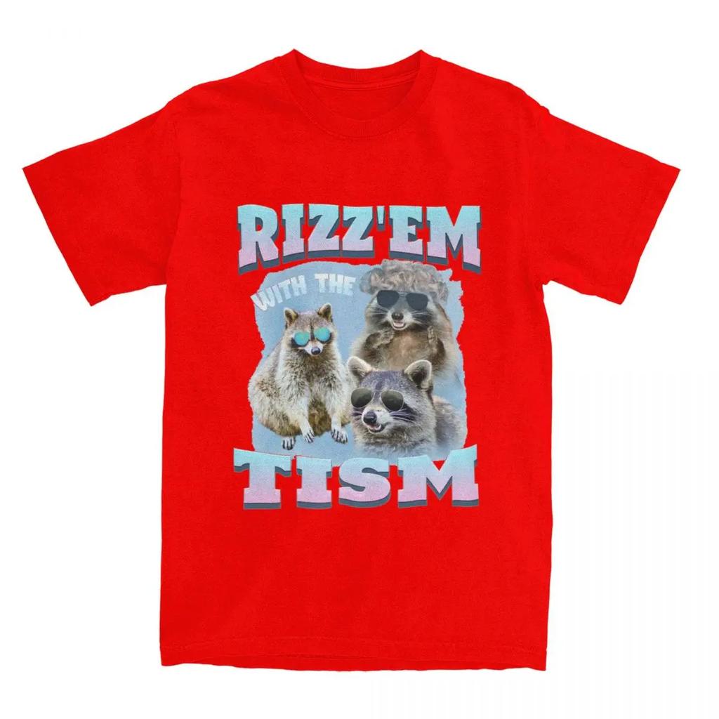 Männer Frauen Rizz Mit Tism Lustiges Autismus Waschbär Meme Shirt Accessoires Neuheit Baumwolle Autismus T-Shirt T-Shirt Kleidung Neuankömmling