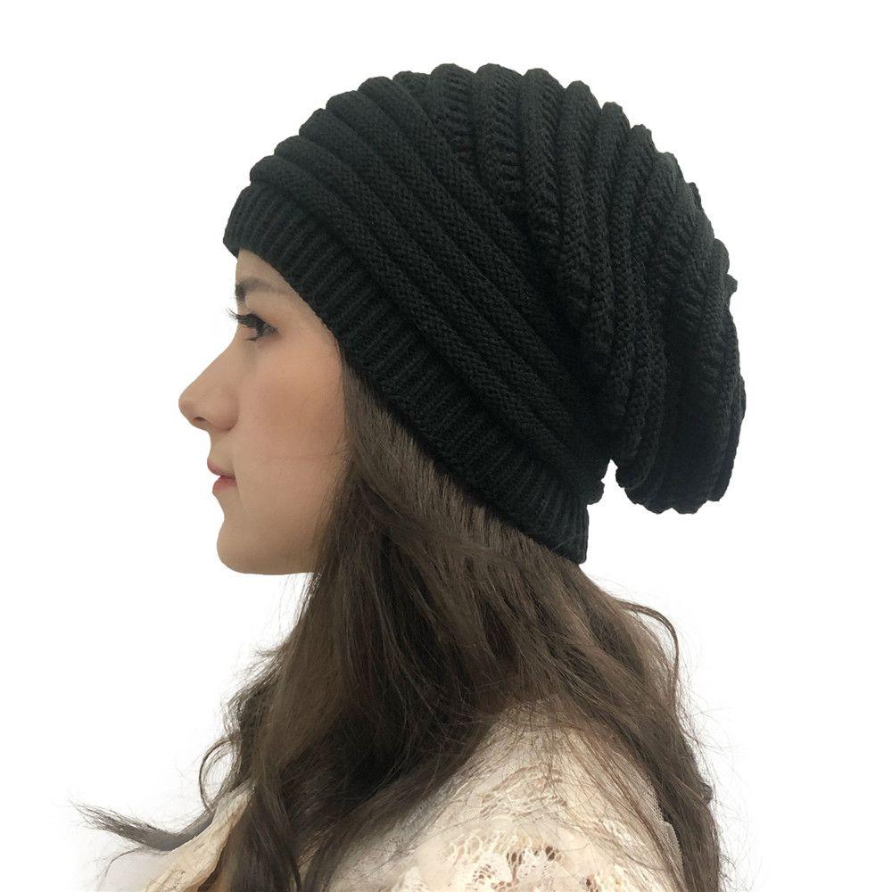 Outdoor Striped Slouchy Knitted Hat Beanie Hat Ski Cap Baggy