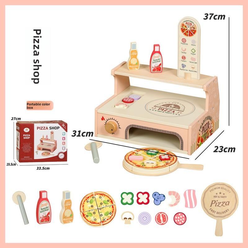 Wooden Simulation Pizza Barbecue Oven Children Toy Set For Imaginative Cooking