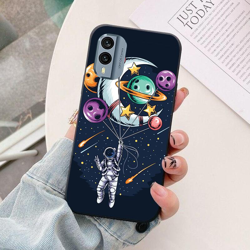 For Nokia X20 X10 Case astronaut Black Silicon Soft TPU Phone Cases for Nokia X30 C10 C20 G10 G20 Protective Back Shells Coque