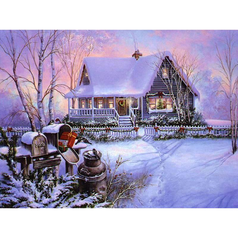 DIY Winter Schnee Landschaft 5D Diamant Malerei voller Runde Bohrer Landschaft Diamant Stickerei Harz Mosaik Kreuzstich Home Decor