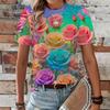 Summer New Casual 3D Printed Loose Women's T-shirt