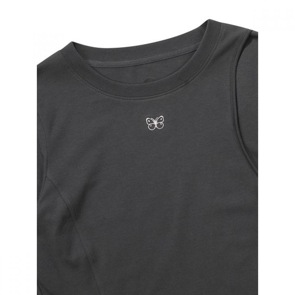 CuTouT Crop Long T shirT Charcoal